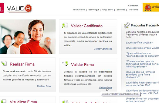 Imagen de Seleccionar Validar firma