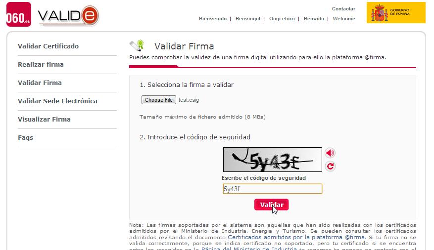 Imagen de pulsar en validar